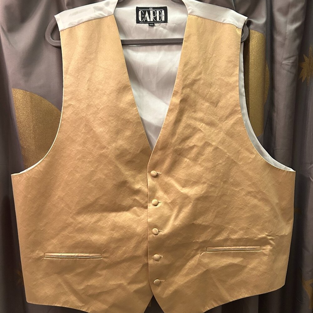Cardi Collection Gold Metallic Tuxedo Vest Big &‎ Tall 2X NWOT